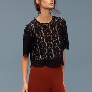 Aritzia Wilfred Lapointe Black Lace Sheer Blouse